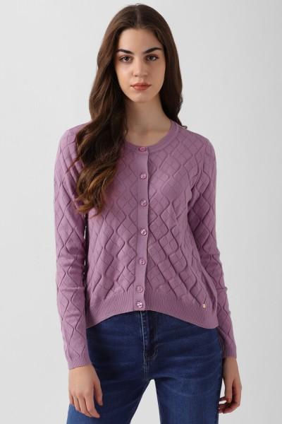 casual regular sleeves self design women purple top