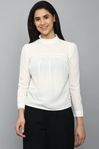 casual regular sleeves solid women beige top