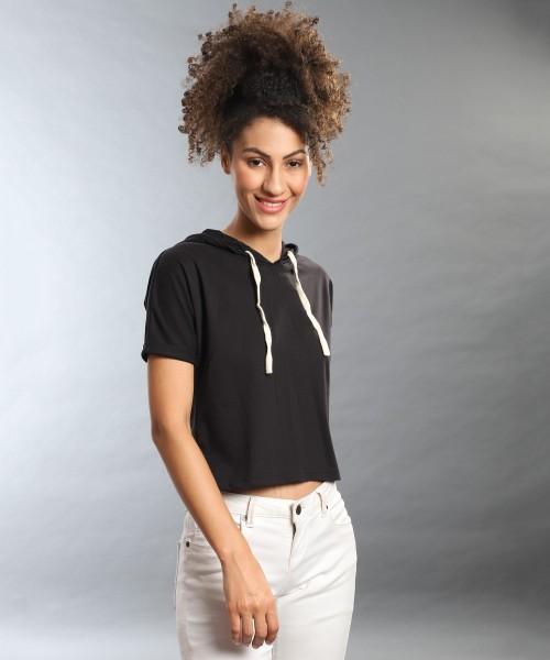 casual regular sleeves solid women black top