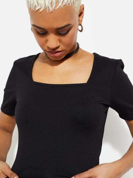 casual regular sleeves solid women black top