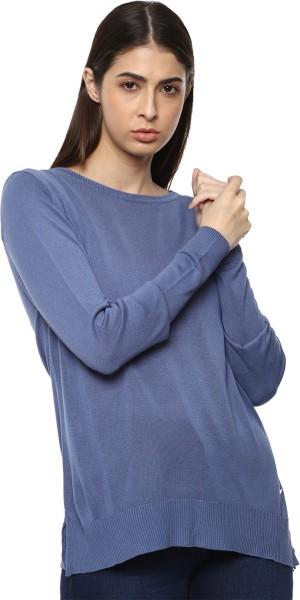 casual regular sleeves solid women blue top