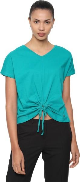 casual regular sleeves solid women green top