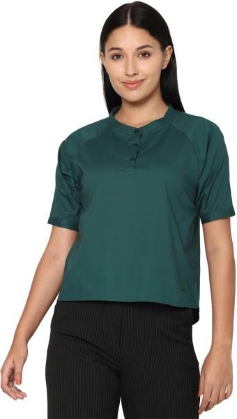 casual regular sleeves solid women green top