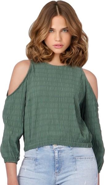 casual regular sleeves solid women green top