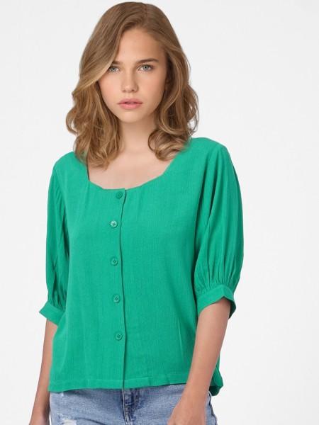 casual regular sleeves solid women green top