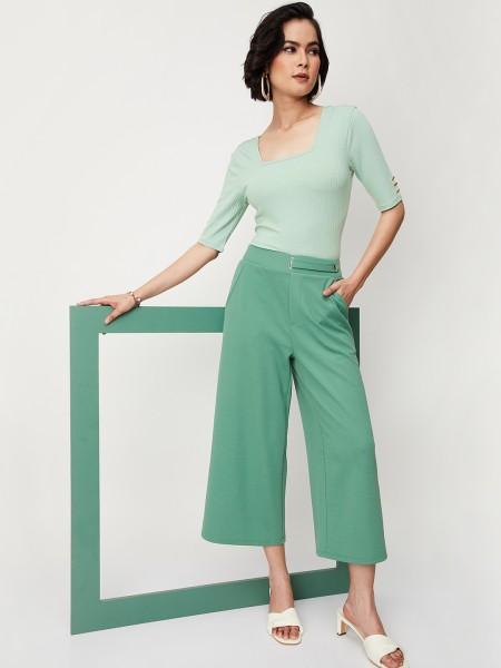 casual regular sleeves solid women green top