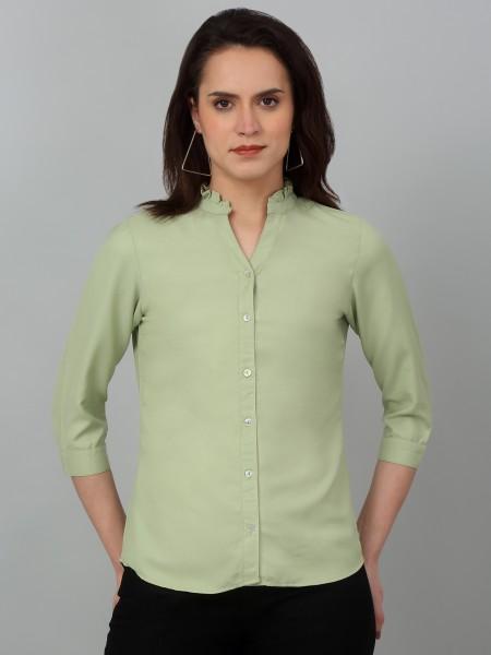 casual regular sleeves solid women green top