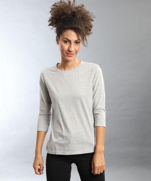 casual regular sleeves solid women grey top