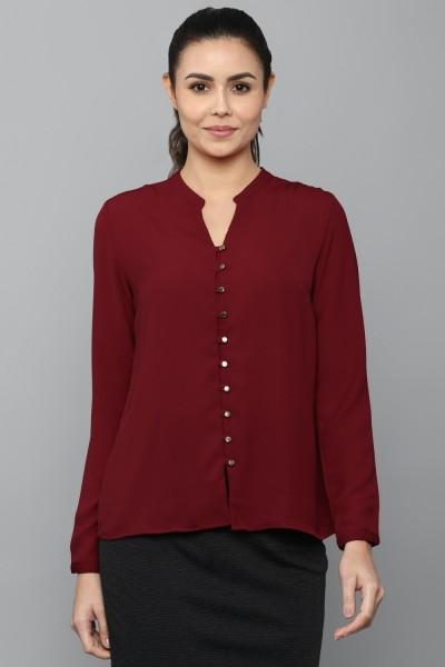 casual regular sleeves solid women maroon top