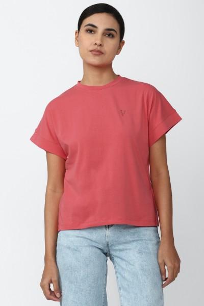 casual regular sleeves solid women pink top