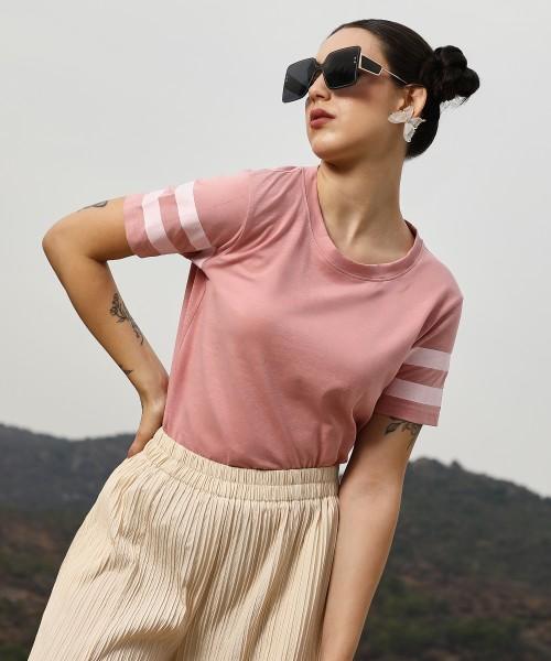 casual regular sleeves solid women pink top