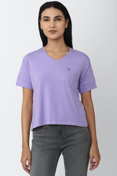 casual regular sleeves solid women purple top