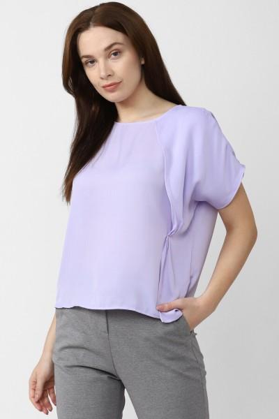 casual regular sleeves solid women purple top