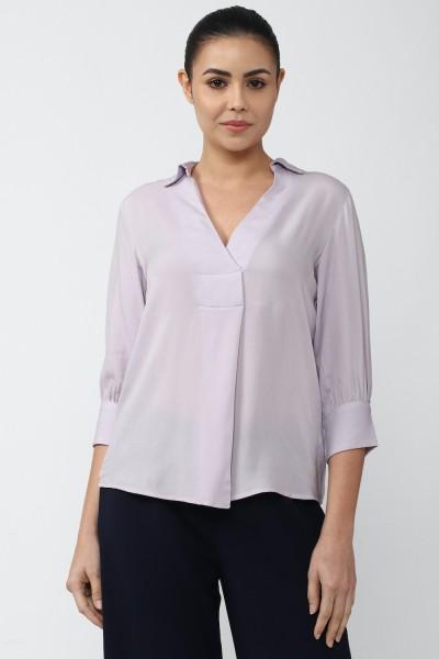 casual regular sleeves solid women purple top