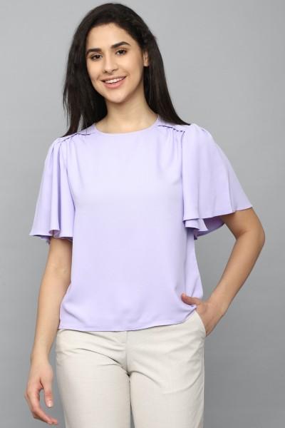 casual regular sleeves solid women purple top