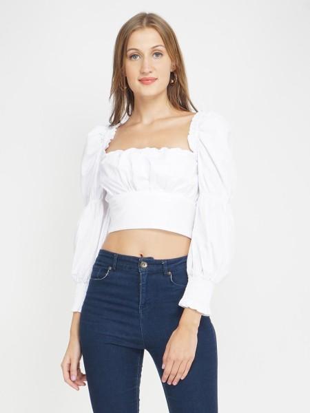 casual regular sleeves solid women white top