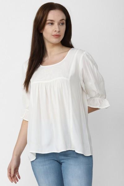 casual regular sleeves solid women white top