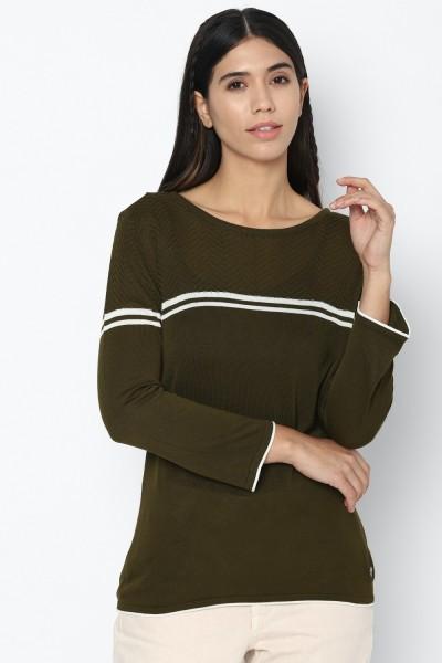 casual regular sleeves striped women green top