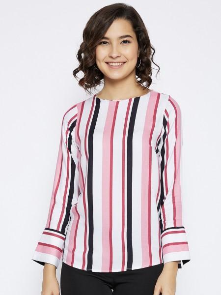 casual regular sleeves striped women multicolor top