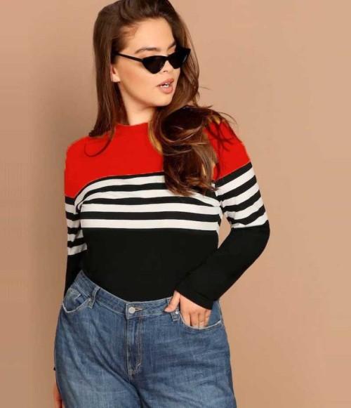 casual regular sleeves striped women multicolor top