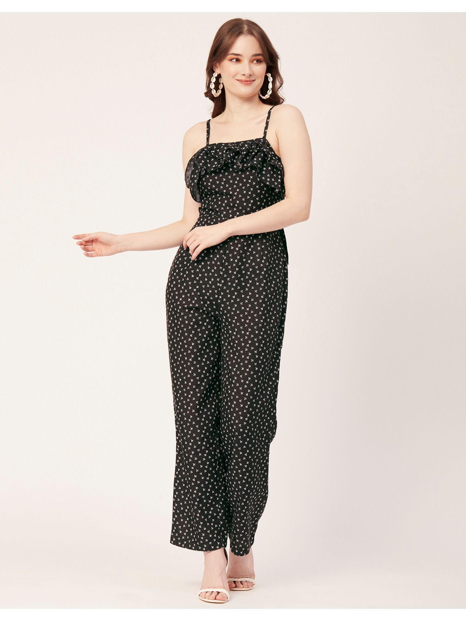 casual romper frilled printed jumpsuit