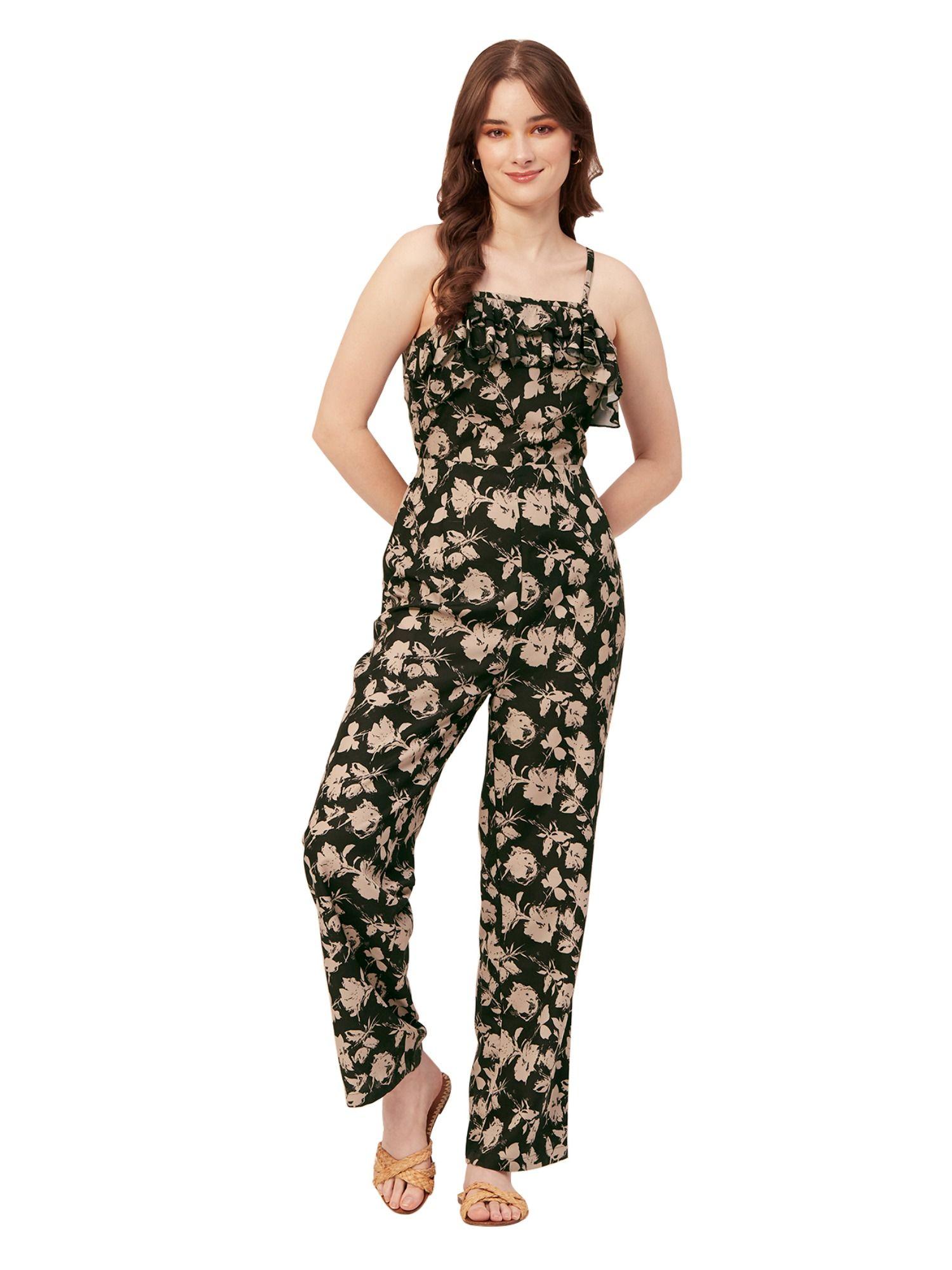 casual romper frilled printed jumpsuit