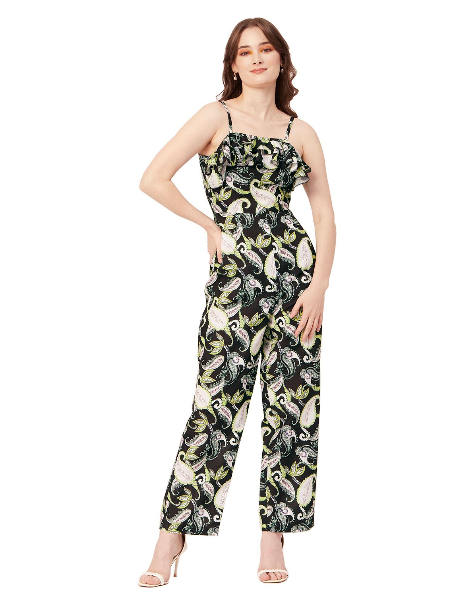 casual romper frilled printed jumpsuit