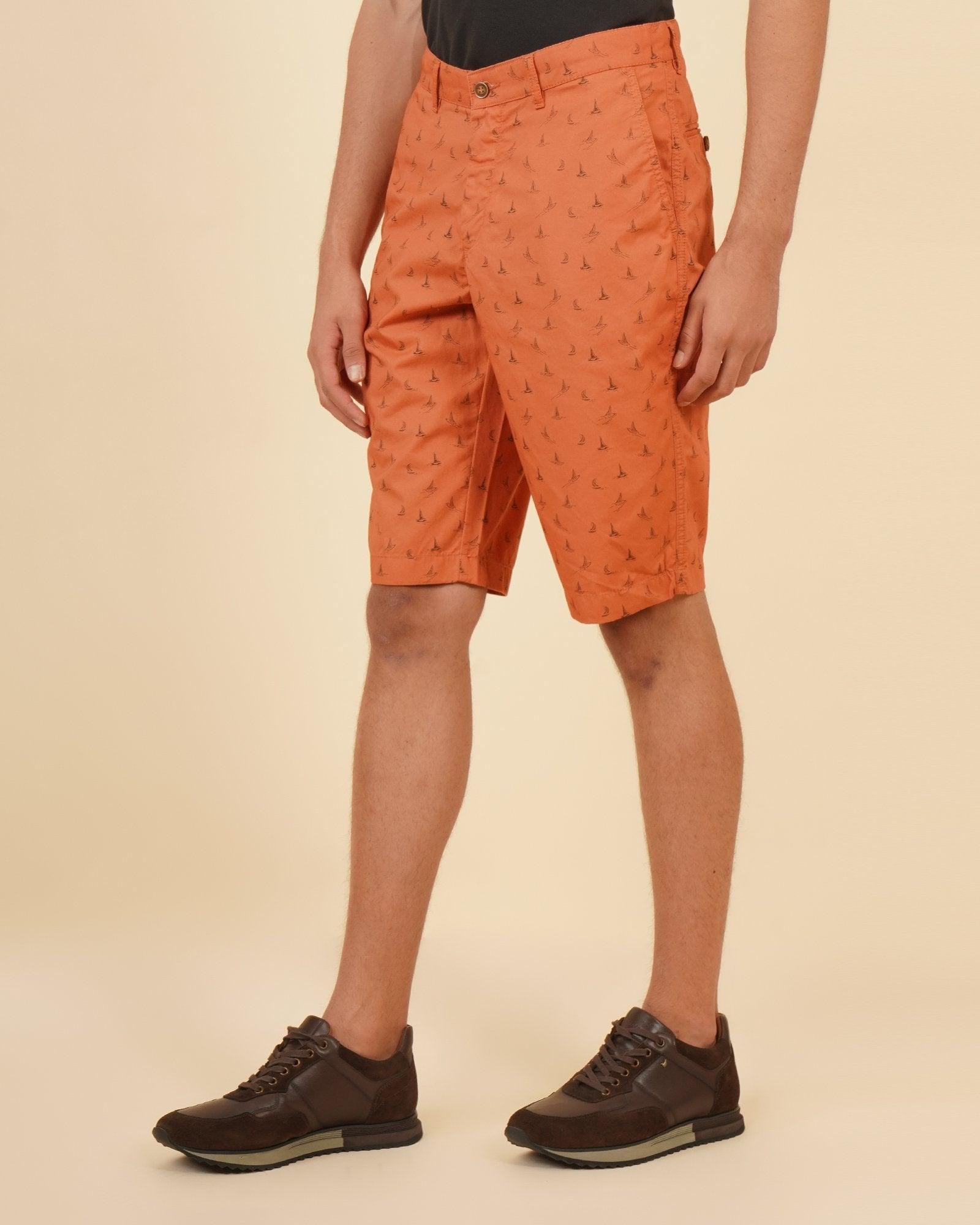 casual rust printed shorts - electro