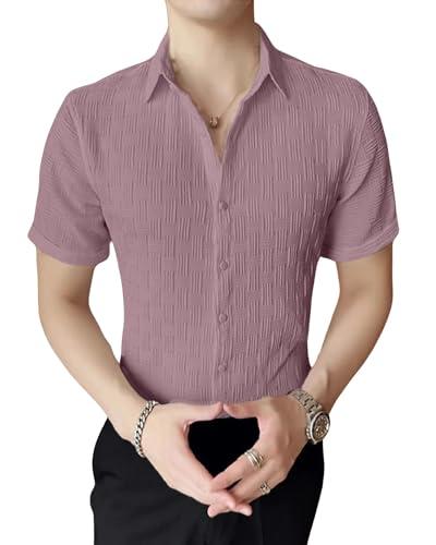 casual shirt for men|| shirt for men|| men stylish shirt (zigzag) (l, pink)