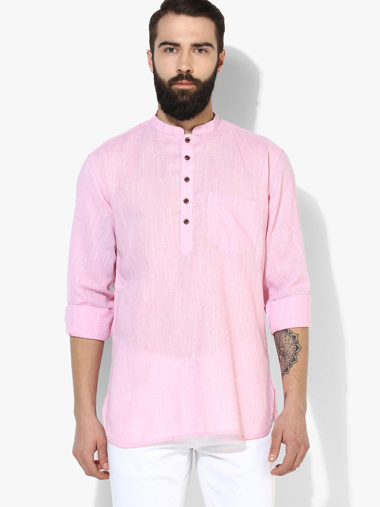 casual short kurta ethnic pink color