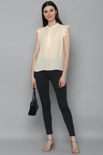 casual sleeveless solid women beige top