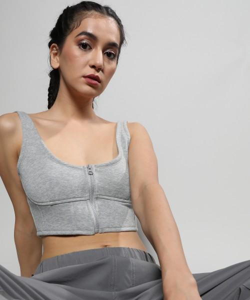 casual sleeveless solid women grey top