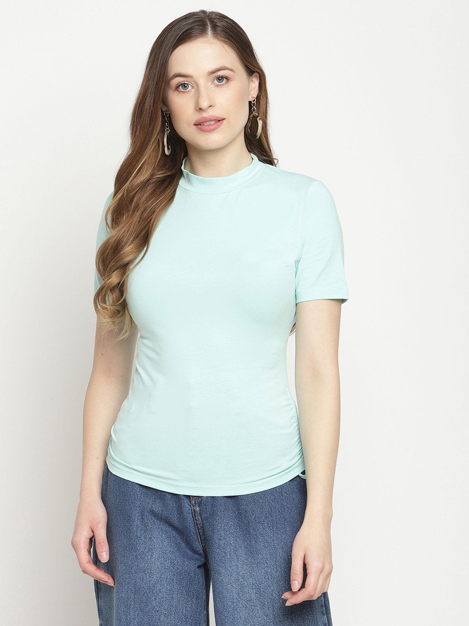 casual solid women light green top