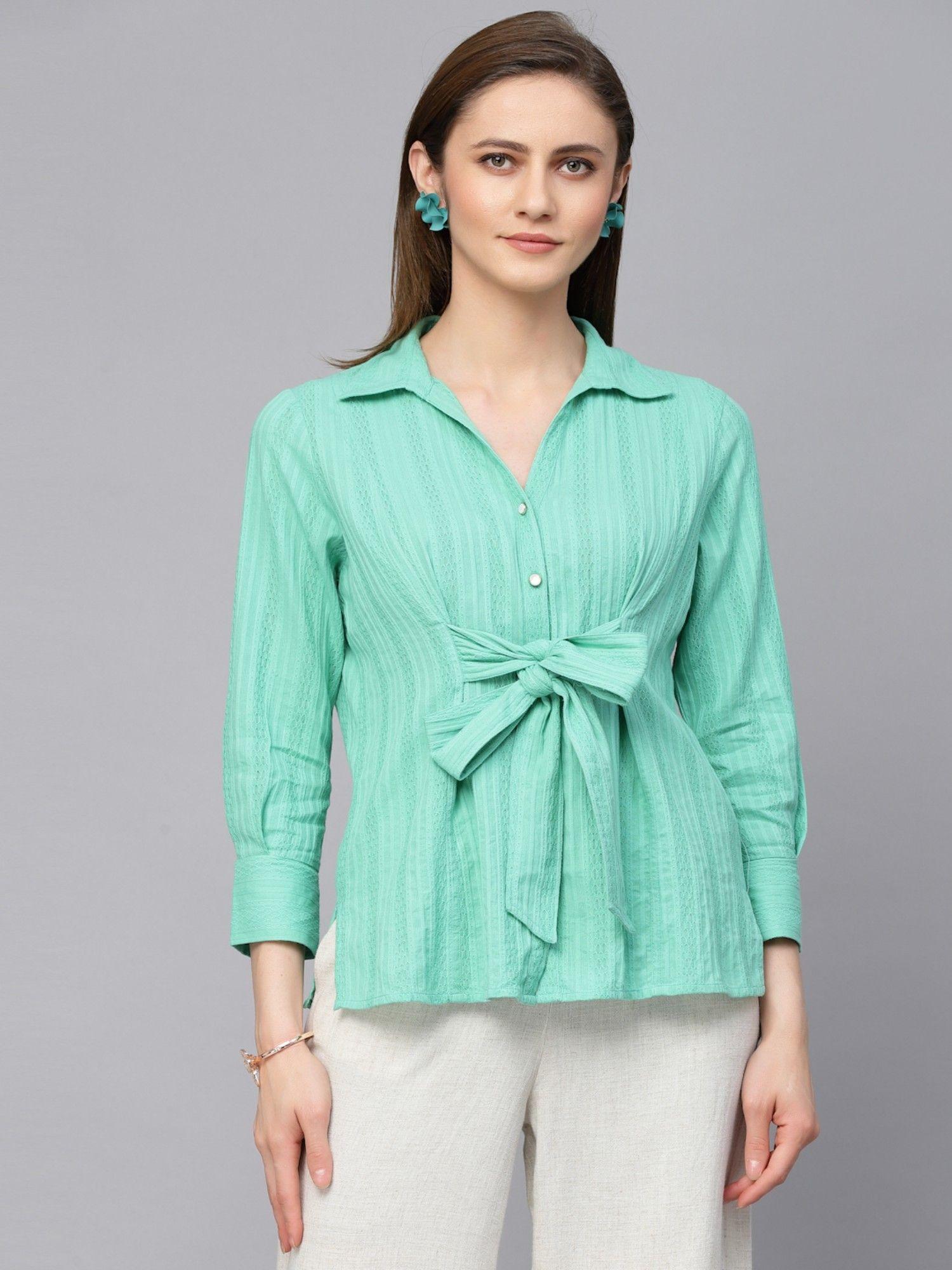 casual textured cotton top for women