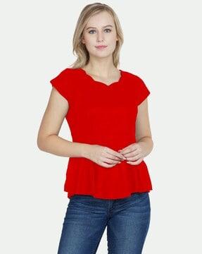 casual top with cap sleeves