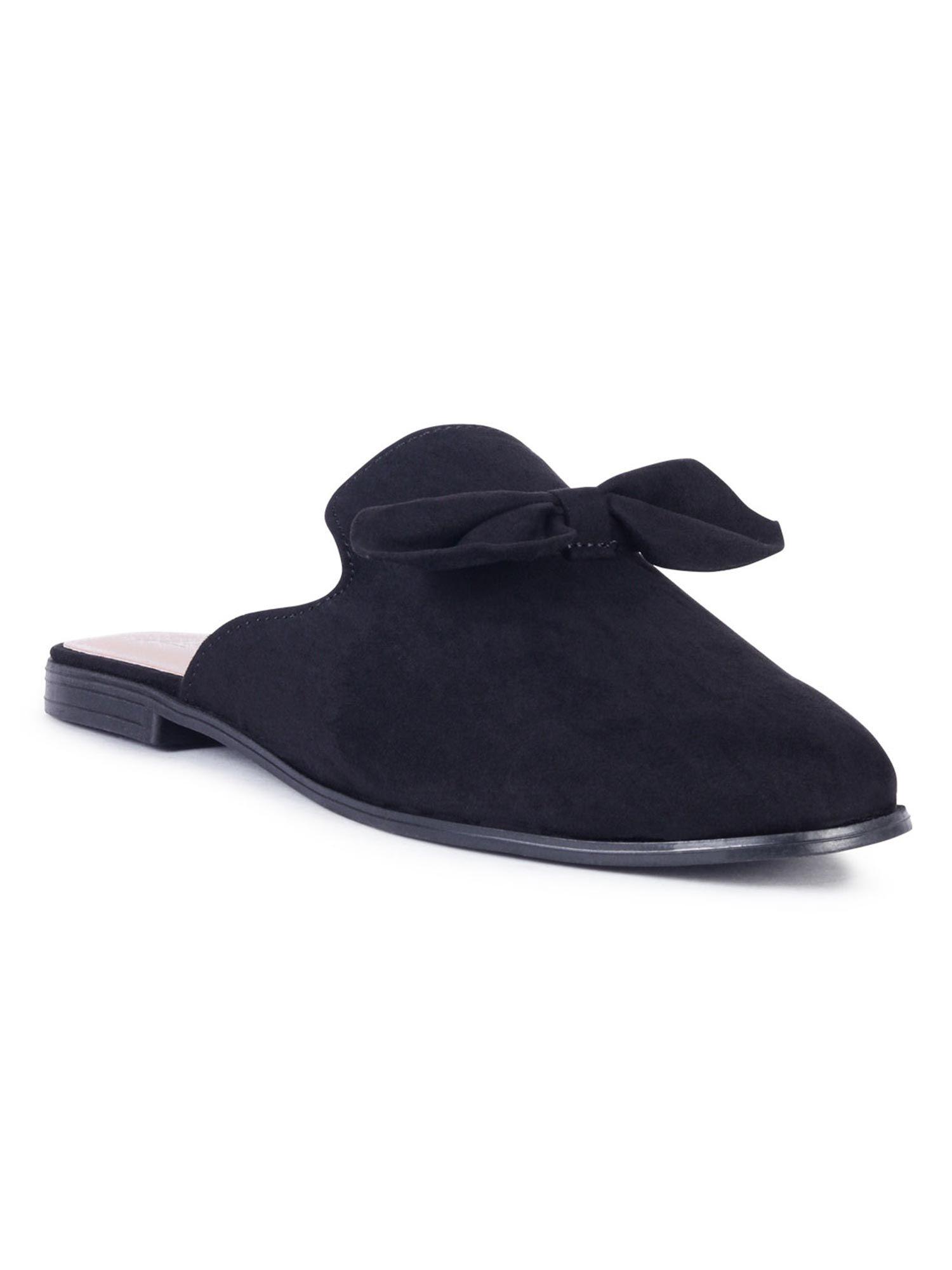 casual walking bow mules in black