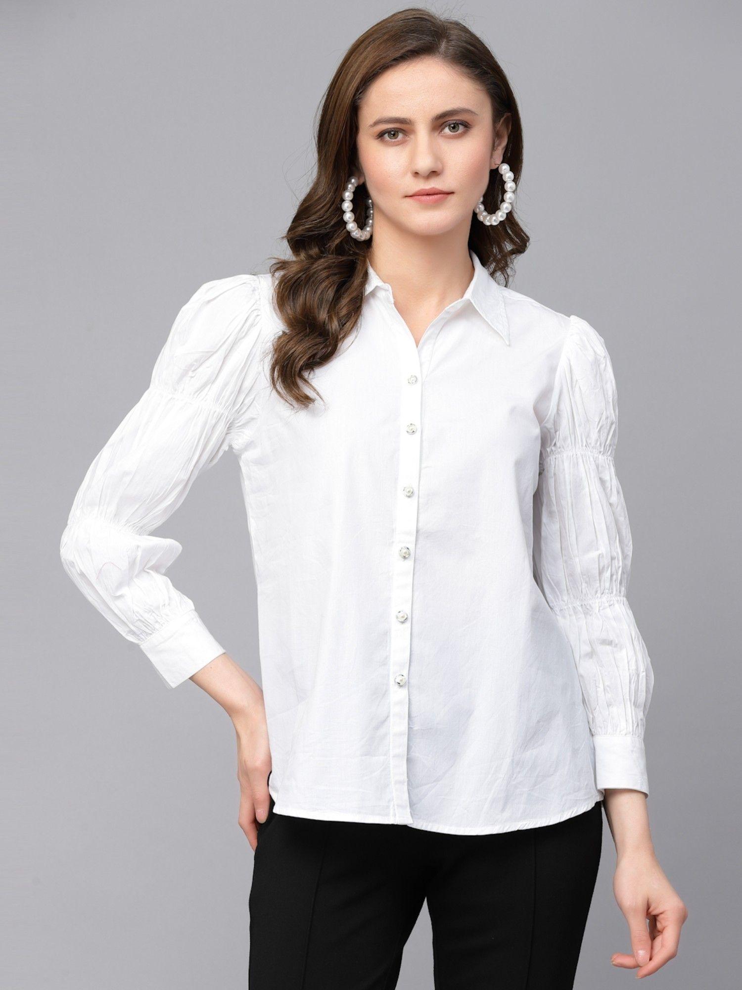 casual white cotton shirt for women