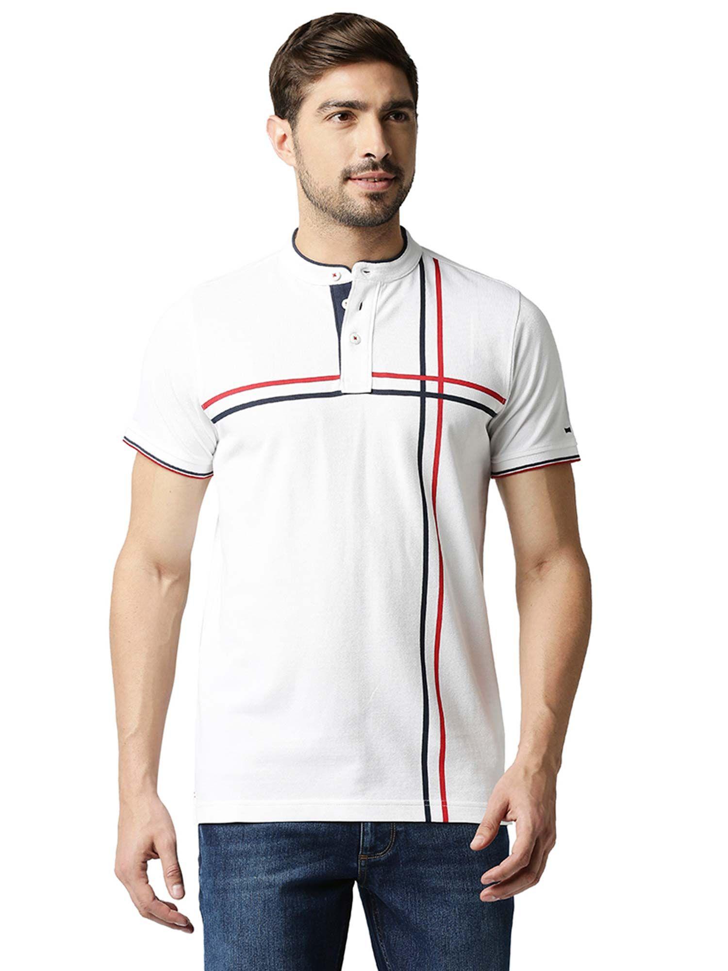 casual white printed cotton muscle t-shirt