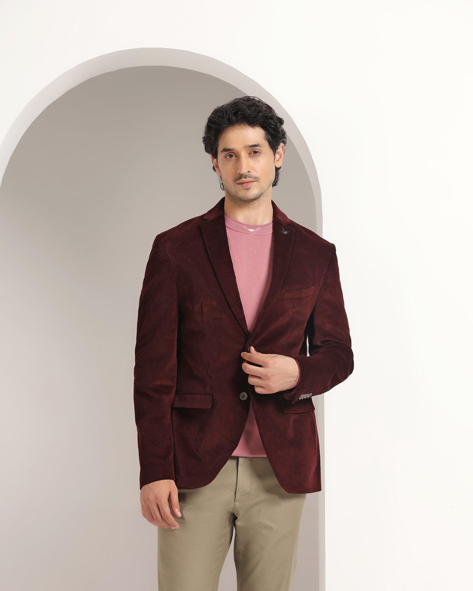 casual wine striped blazer - pablo