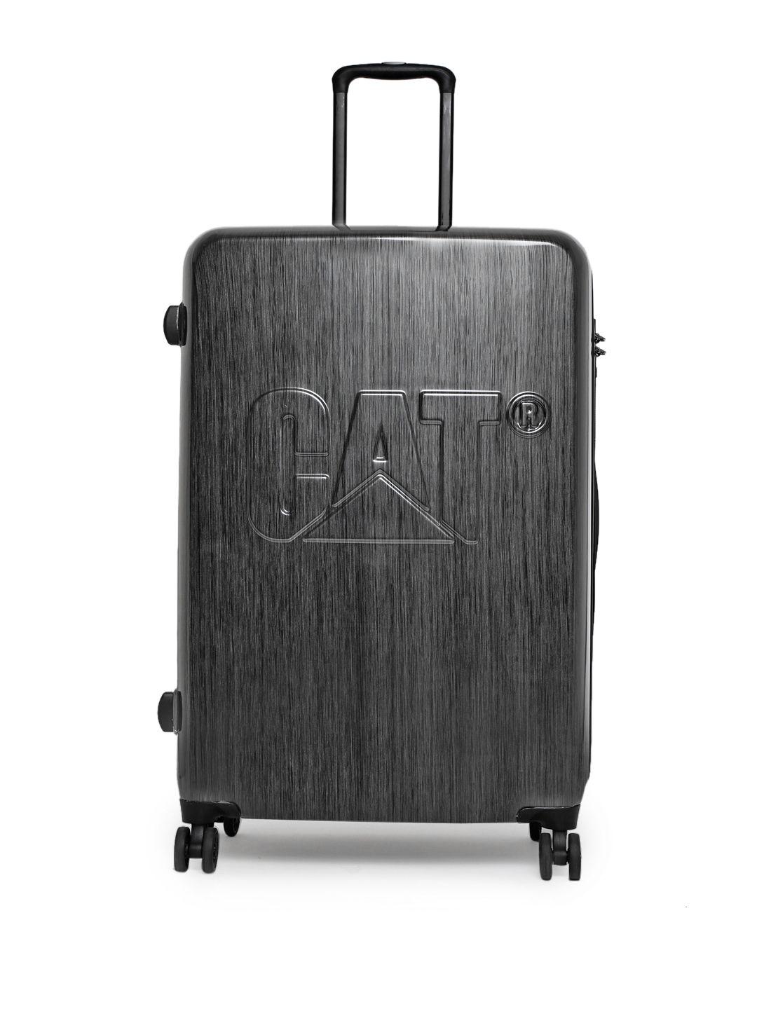 cat unisex gunmetal-toned embossed caterpillar 28" large checkin hardsided suitcase