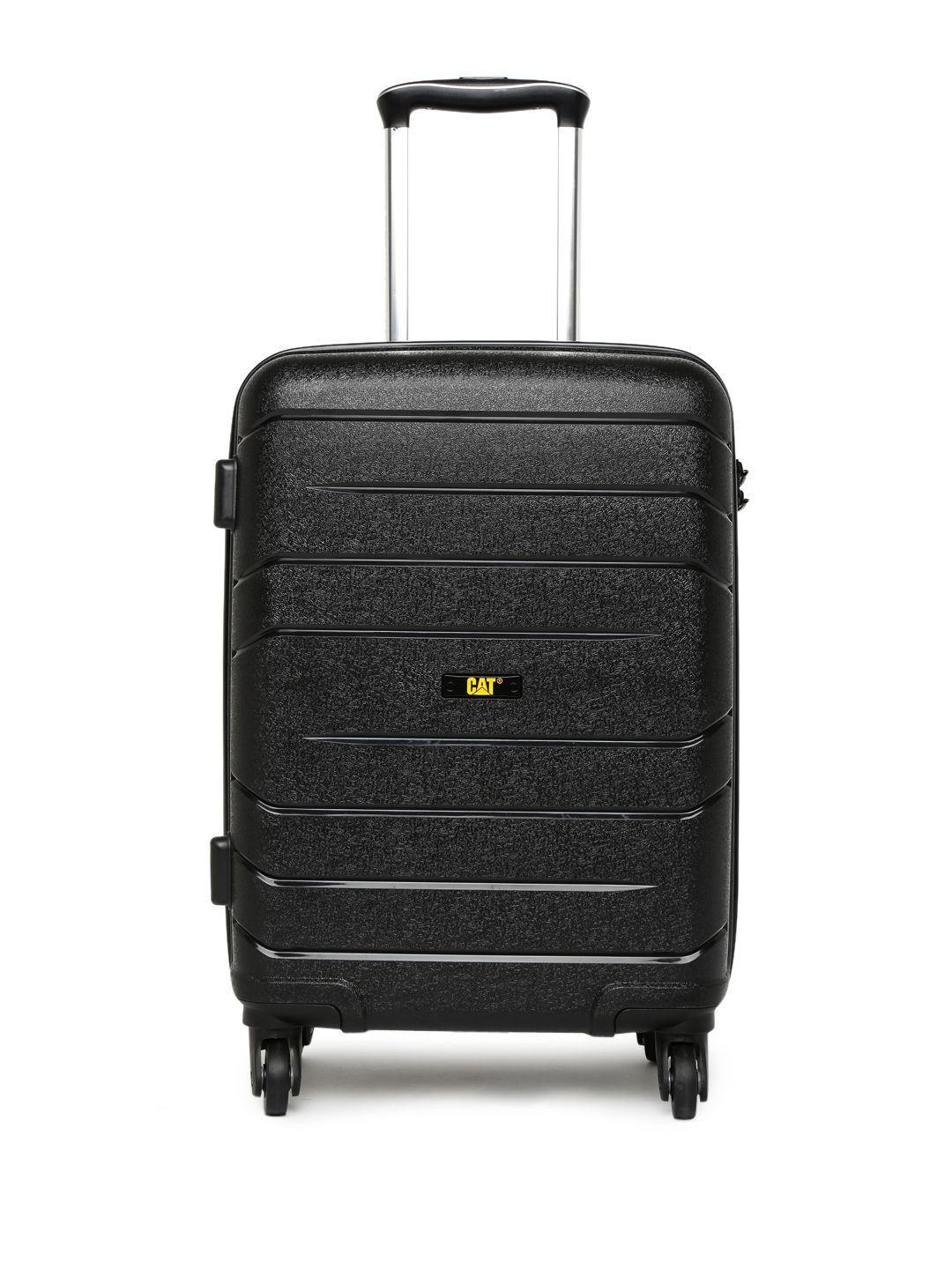 cat black crosscheck 20" horisontal line checkin & hardsided small trolley suitcase