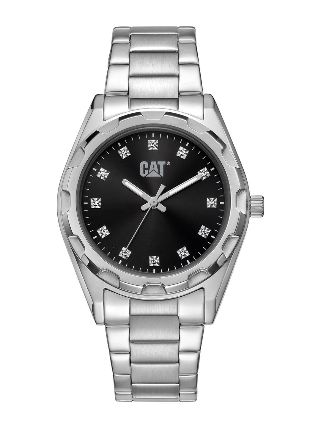 cat california lady women brass embellished dial & stainless steel straps analogue watch al.340.11.151