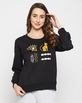 cat print round-neck sweatshirt