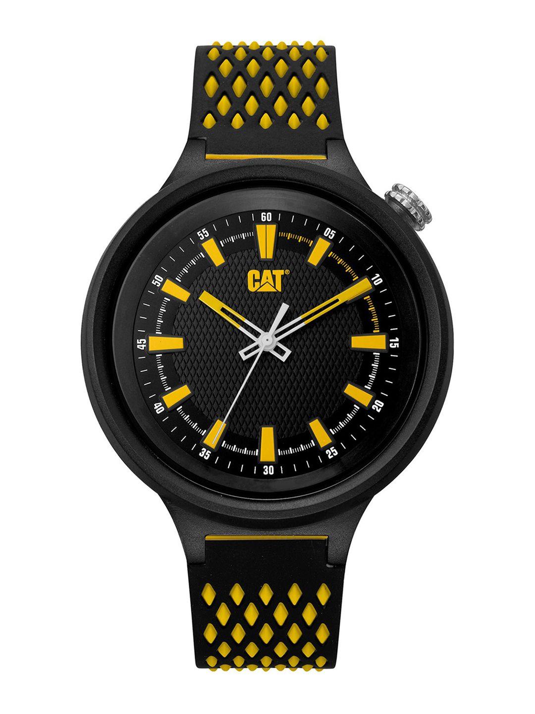 cat unisex black brass dial & multicoloured straps analogue watch ll.111.21.117
