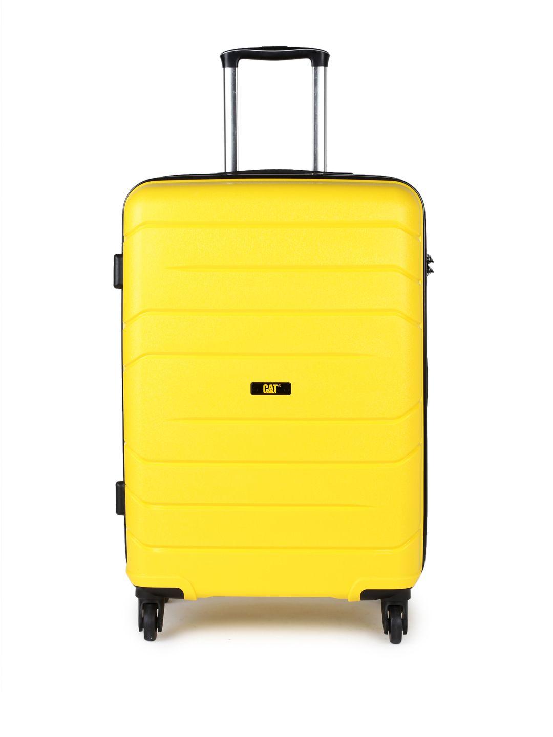 cat yellow crosscheck 24" horizontal line checkin hardsided medium trolley suitcase