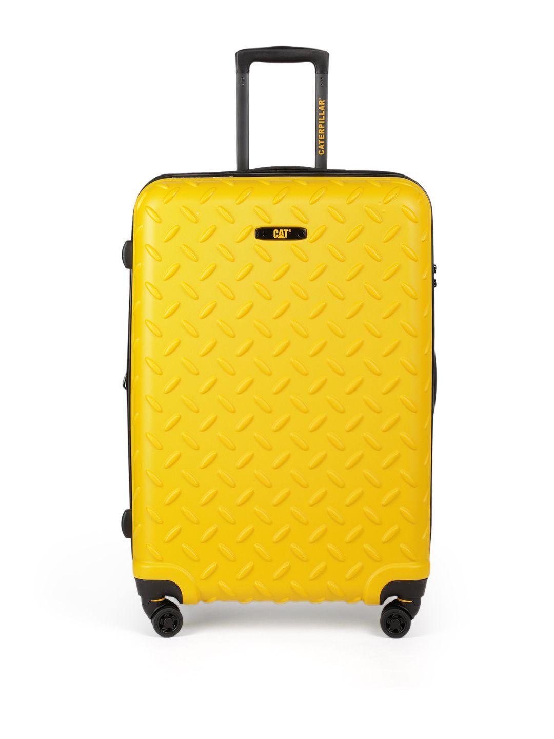 cat yellow textured large trolley bag
