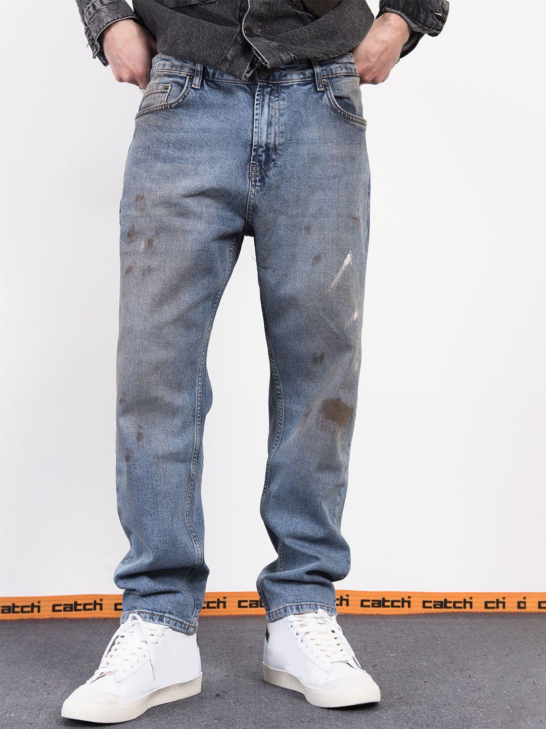 catch men relaxed fit light fade painted stretchable jeans