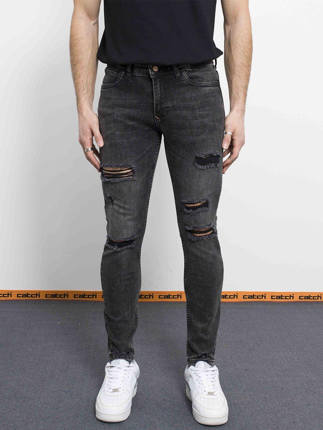 catch men slim fit mildly distressed light fade stretchable jeans