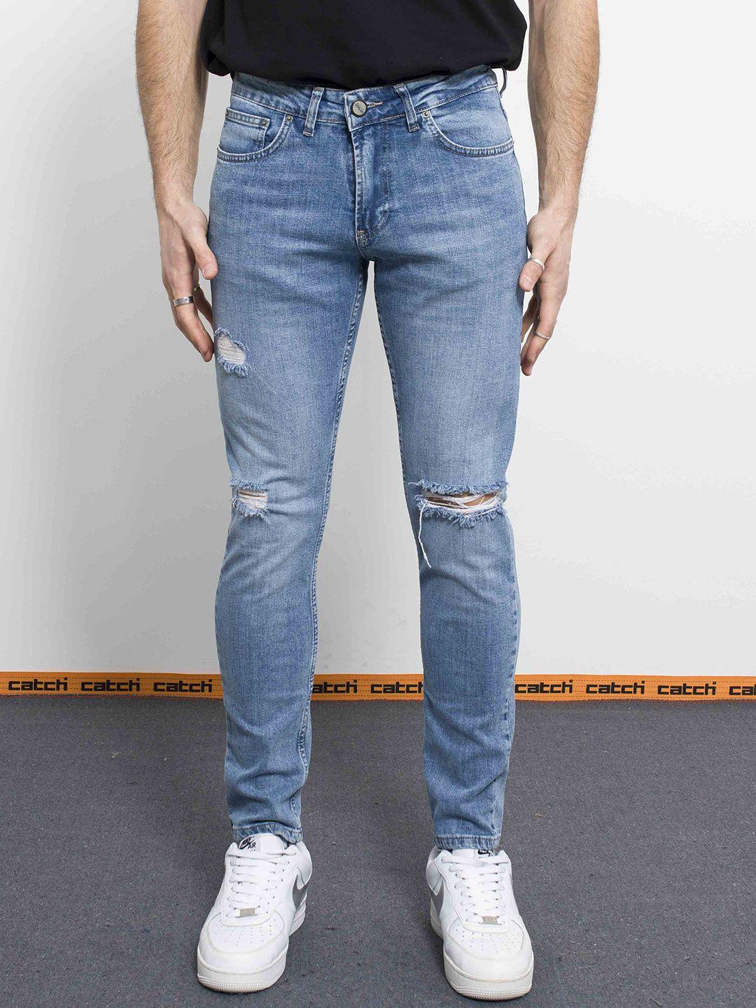 catch men slim fit mildly distressed light fade stretchable jeans