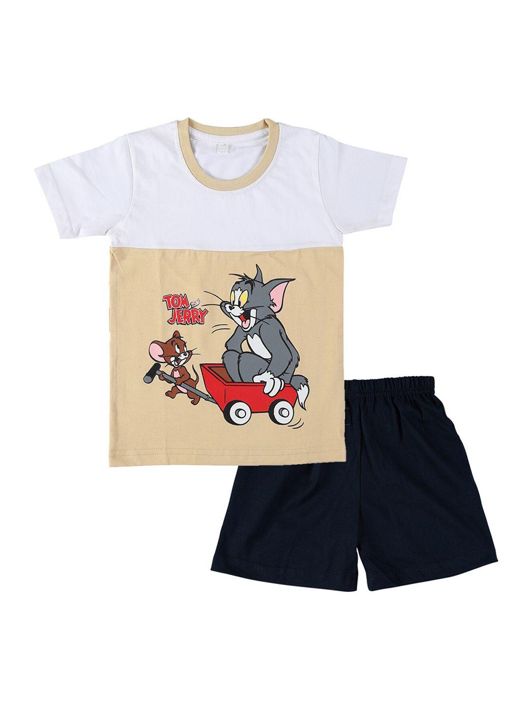 catcub-kids-tom-&-jerry-printed-pure-cotton-t-shirt-with-shorts-set